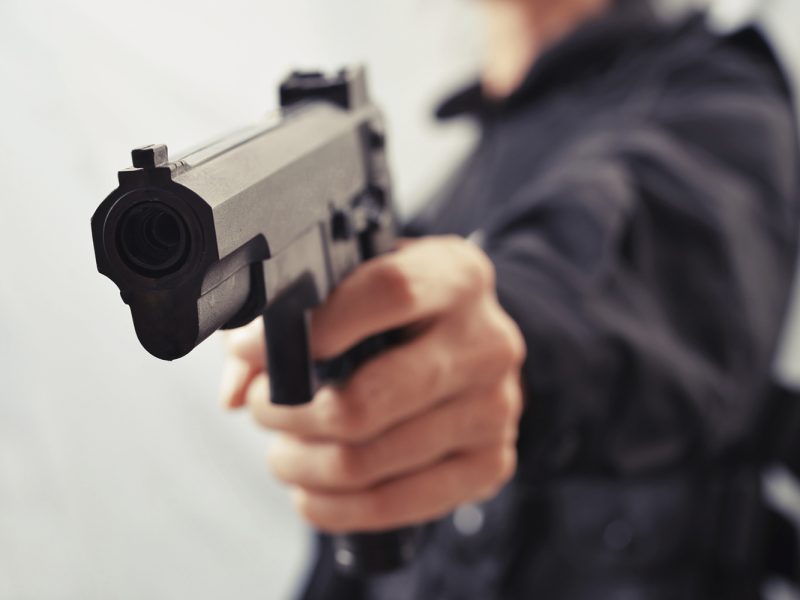 police hold gun